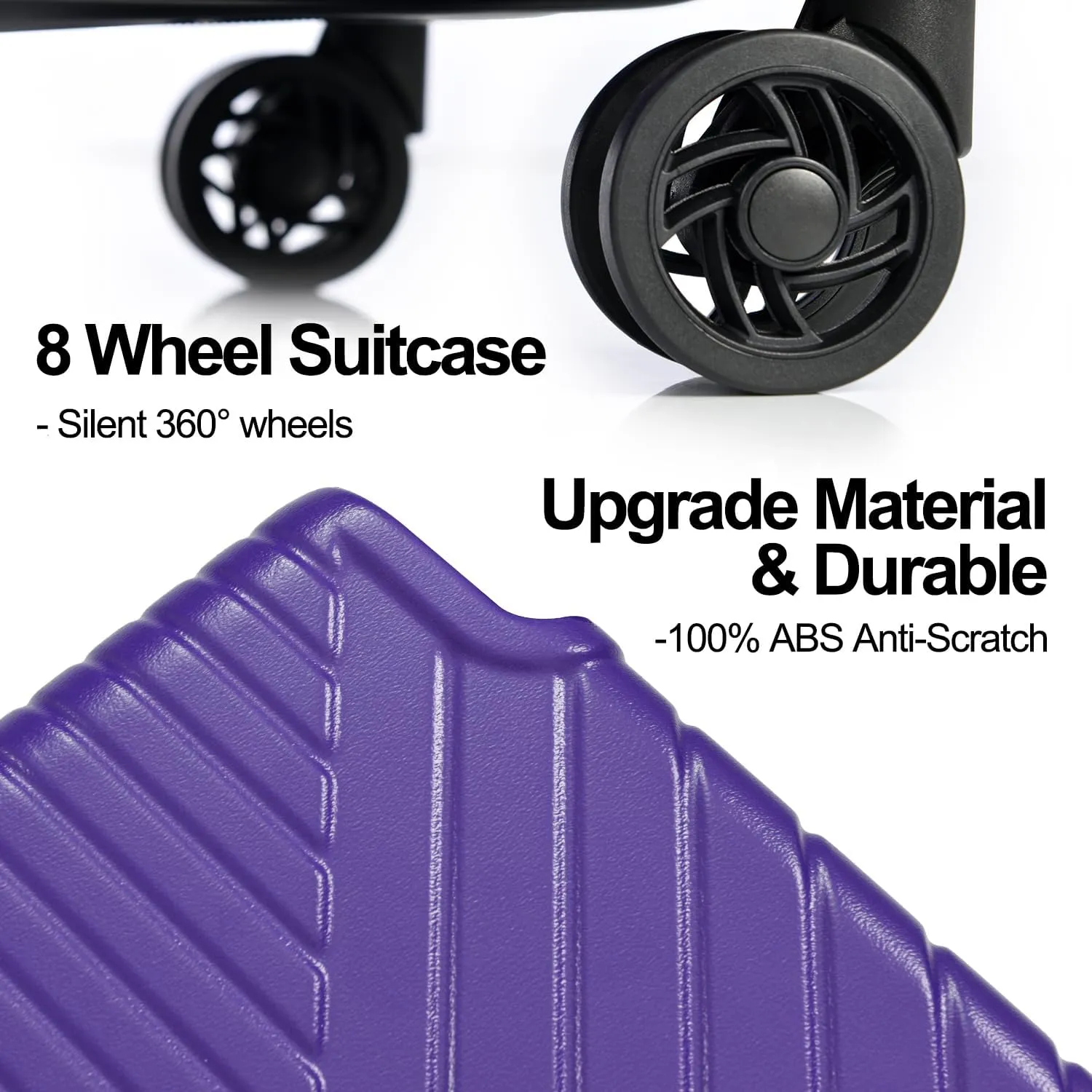 3 Pcs Luggage Sets Expandable Hardshell Luggage Set for Men and Women Lightweight Travel Suitcase with Double Spinner Wheels and TSA Lock, 20''24''28'' Purple