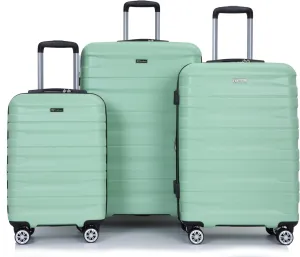 3-Piece Luggage Set (21", 25", 29"), Durable & Lightweight Expandable Suitcase with 360 Double Spinner Wheels, Two Hooks and TSA Lock, Carry-On & Checked Travel Gear Set (Light Green)