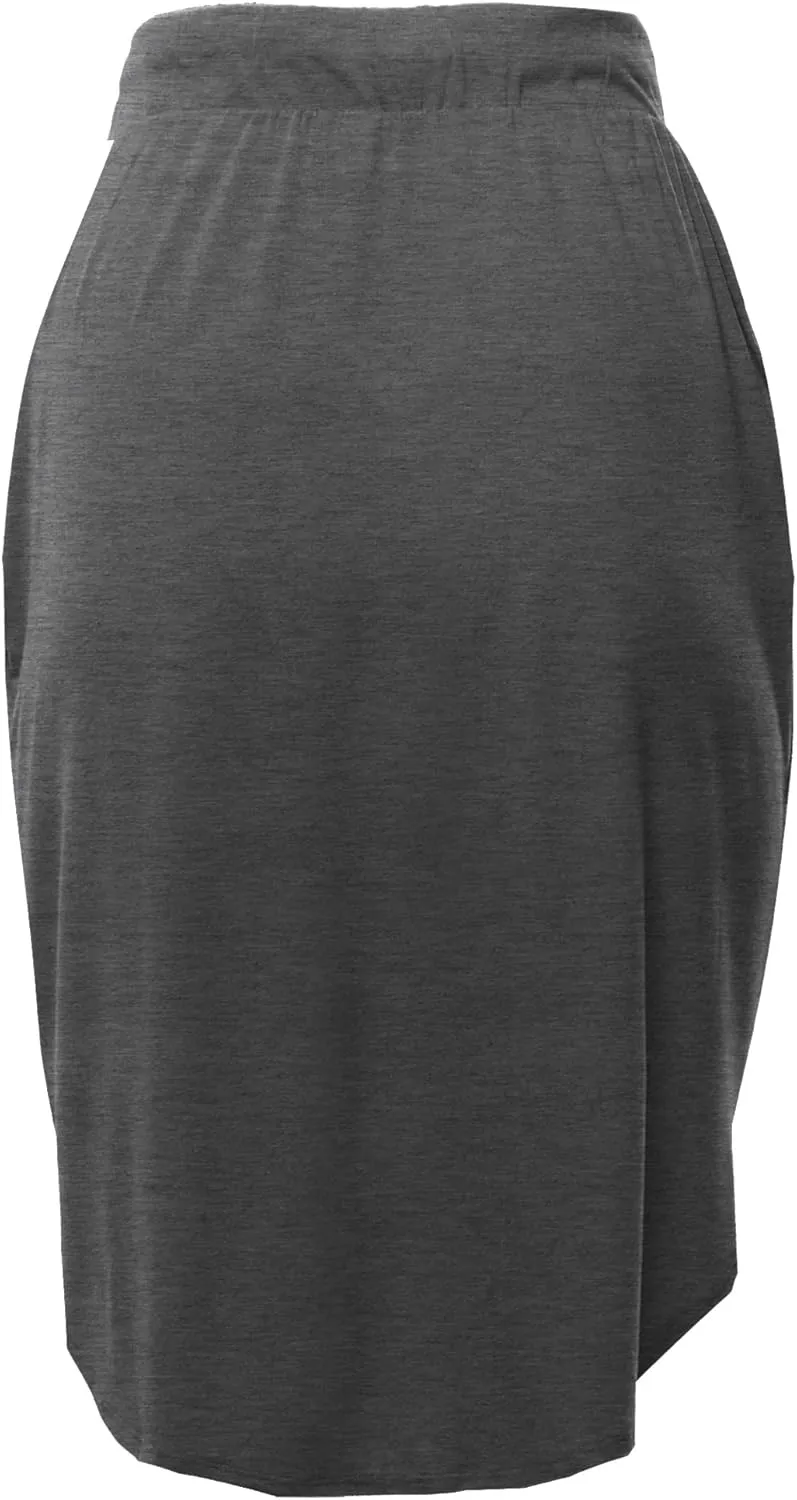 A2Y Women's Elastic Waist Self Tie Tulip Hem Side Pocket Skirt