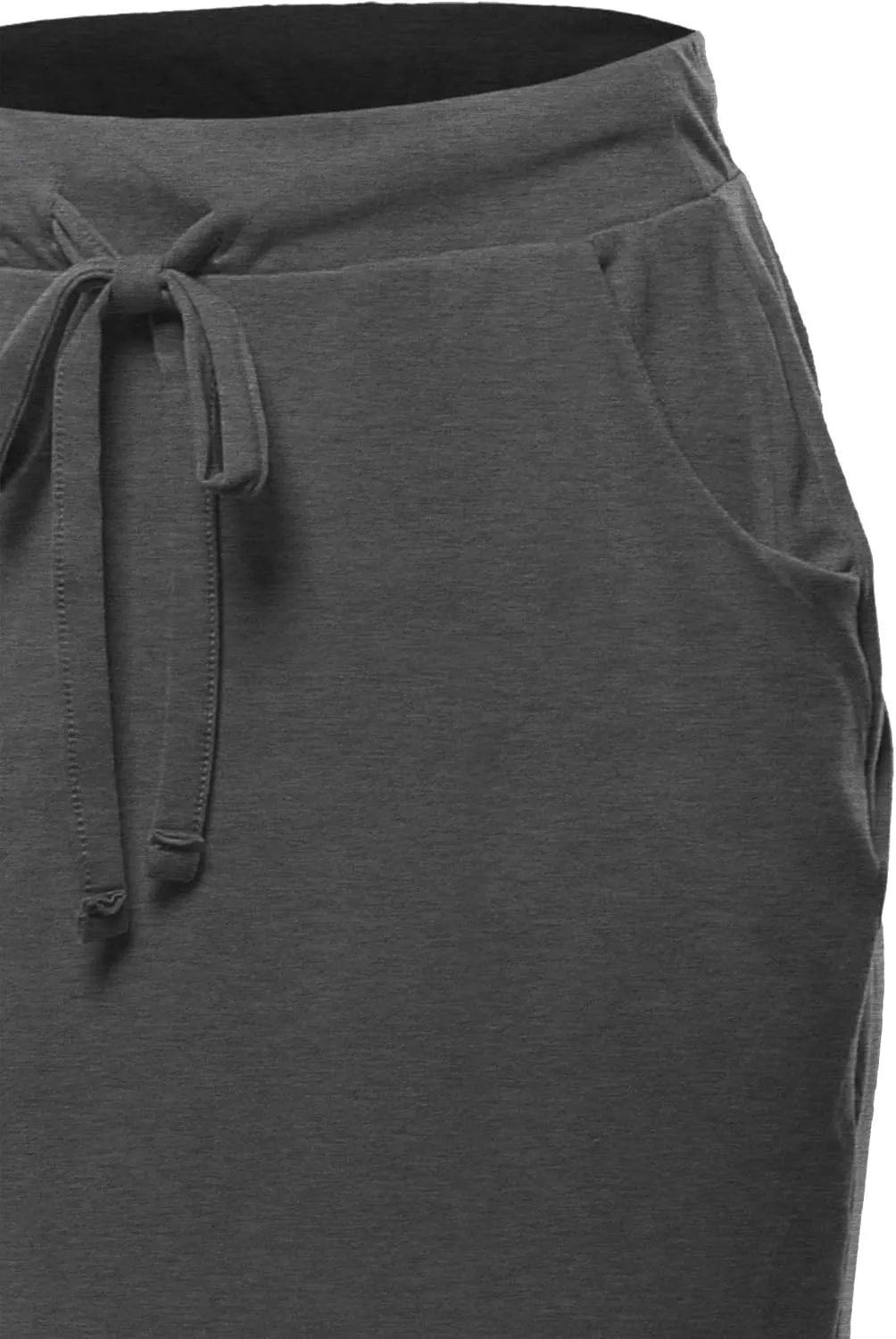 A2Y Women's Elastic Waist Self Tie Tulip Hem Side Pocket Skirt