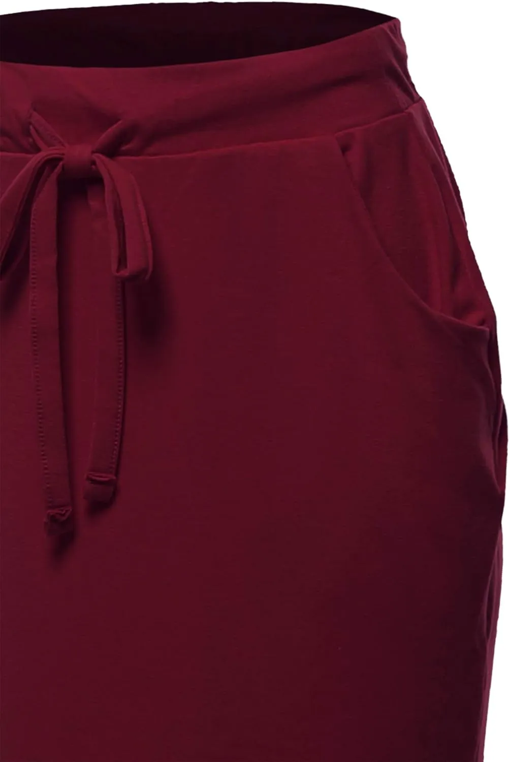 A2Y Women's Elastic Waist Self Tie Tulip Hem Side Pocket Skirt