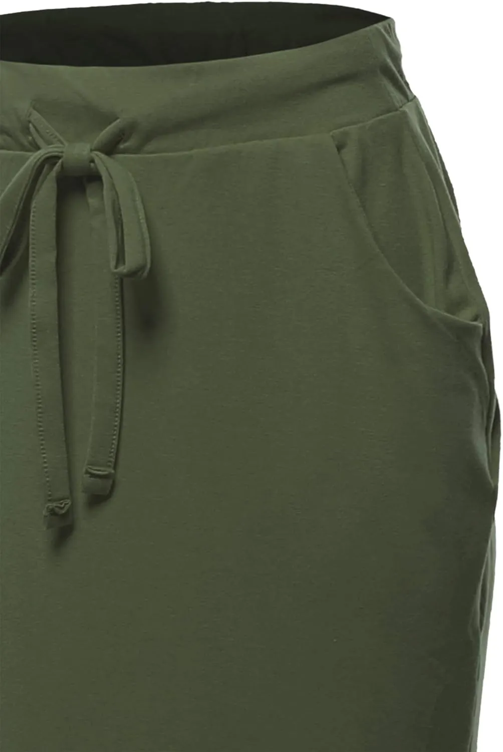 A2Y Women's Elastic Waist Self Tie Tulip Hem Side Pocket Skirt