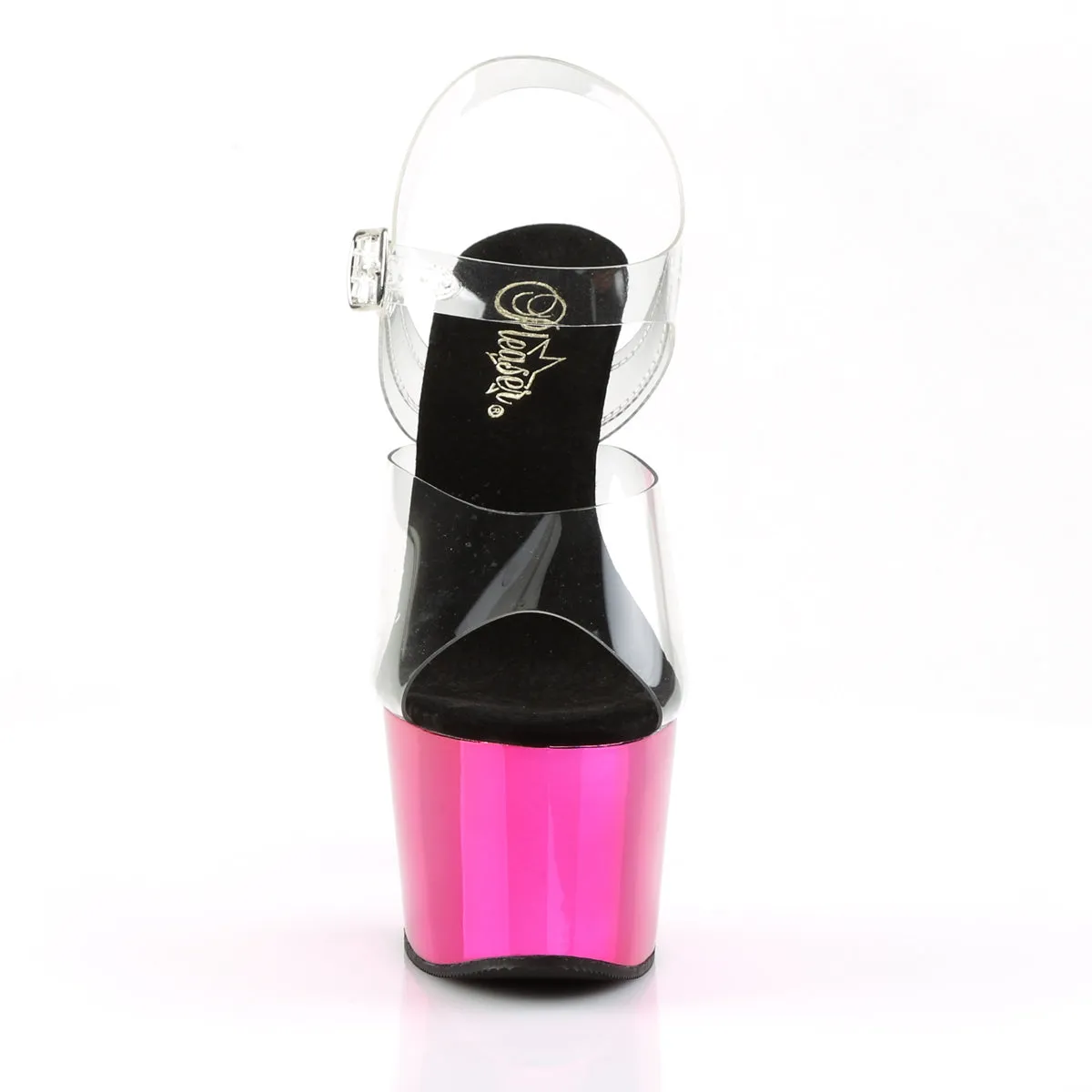 ADORE-708 Pleaser Clear/Hot Pink Chrome Sexy Platform Shoes (Pole Dancing Heels)