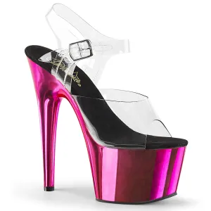 ADORE-708 Pleaser Clear/Hot Pink Chrome Sexy Platform Shoes (Pole Dancing Heels)