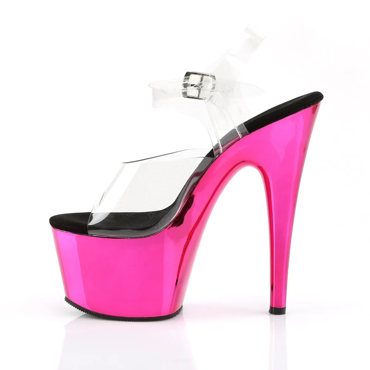 ADORE-708 Pleaser Clear/Hot Pink Chrome Sexy Platform Shoes (Pole Dancing Heels)