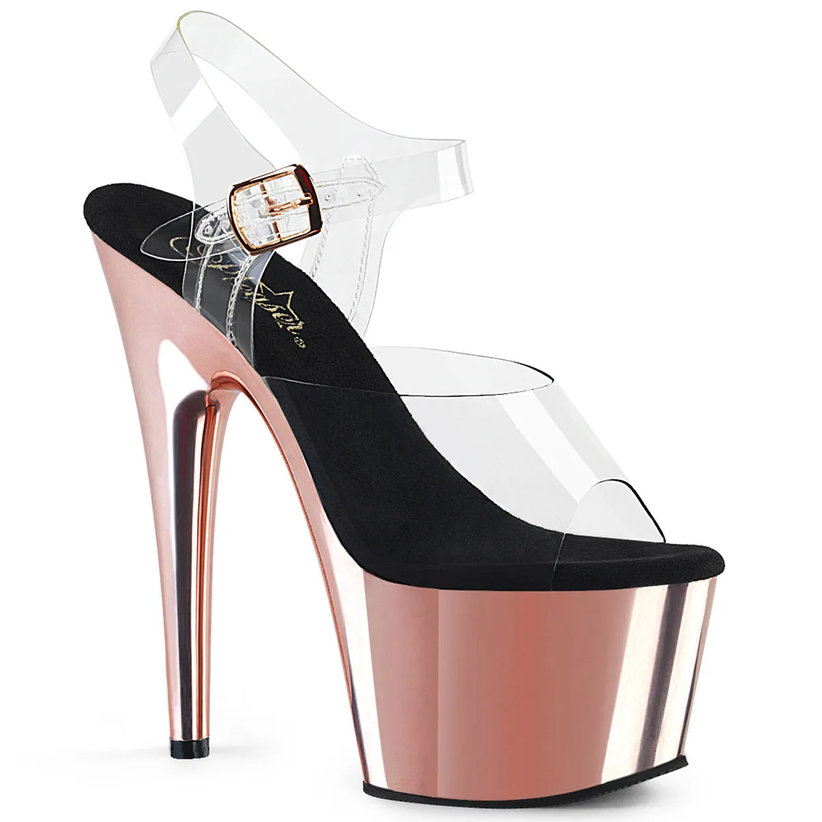 ADORE-708 Pleaser Clear/Rose Gold Chrome Sexy Platform Shoes (Pole Dancing Heels)