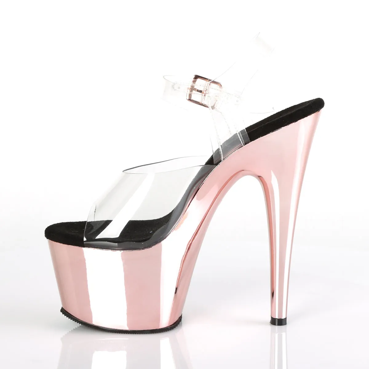 ADORE-708 Pleaser Clear/Rose Gold Chrome Sexy Platform Shoes (Pole Dancing Heels)