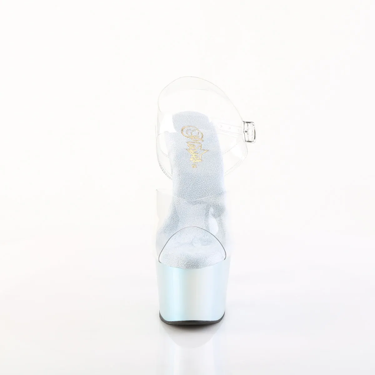 ADORE-708LQ Pleaser Clear/Liquid Lt. Blue Hologram Sexy Platform Shoes (Pole Dancing Heels)