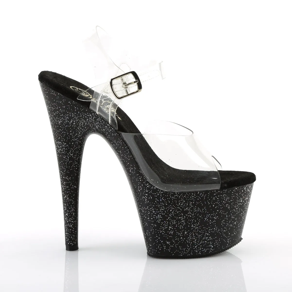 ADORE-708MG Pleaser Clear/Black Sexy Platform Shoes (Pole Dancing Heels)