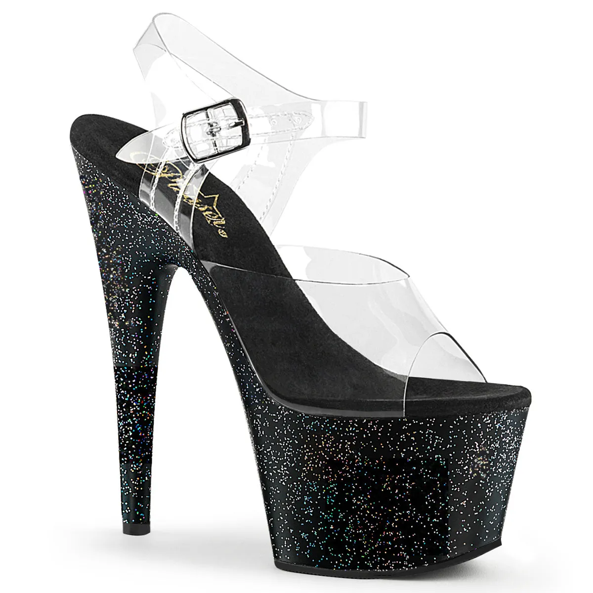 ADORE-708MG Pleaser Clear/Black Sexy Platform Shoes (Pole Dancing Heels)