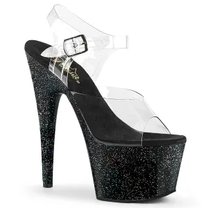 ADORE-708MG Pleaser Clear/Black Sexy Platform Shoes (Pole Dancing Heels)