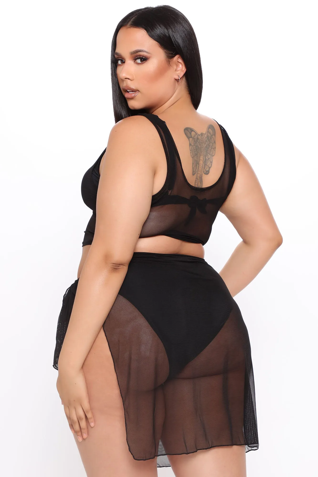 After Sunrise 2 Piece Mesh Cover Up Set - Black