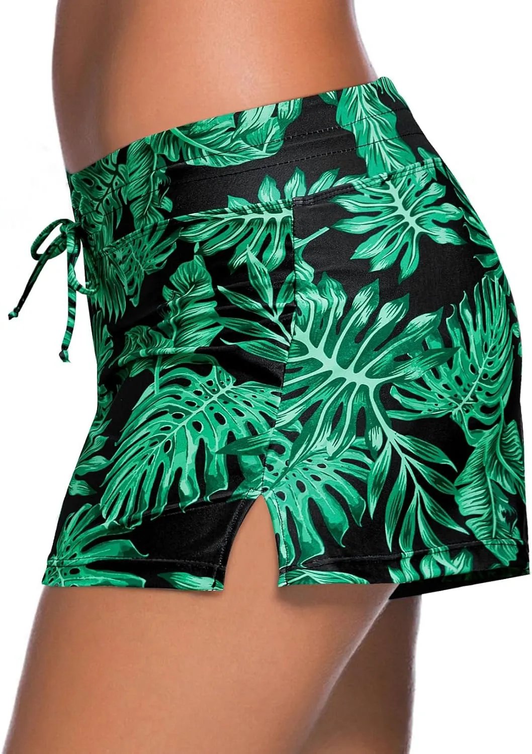 Aleumdr Womens 3" Waistband Swimsuit Bottom Boy Shorts Swimming Panty(Available in Plus)