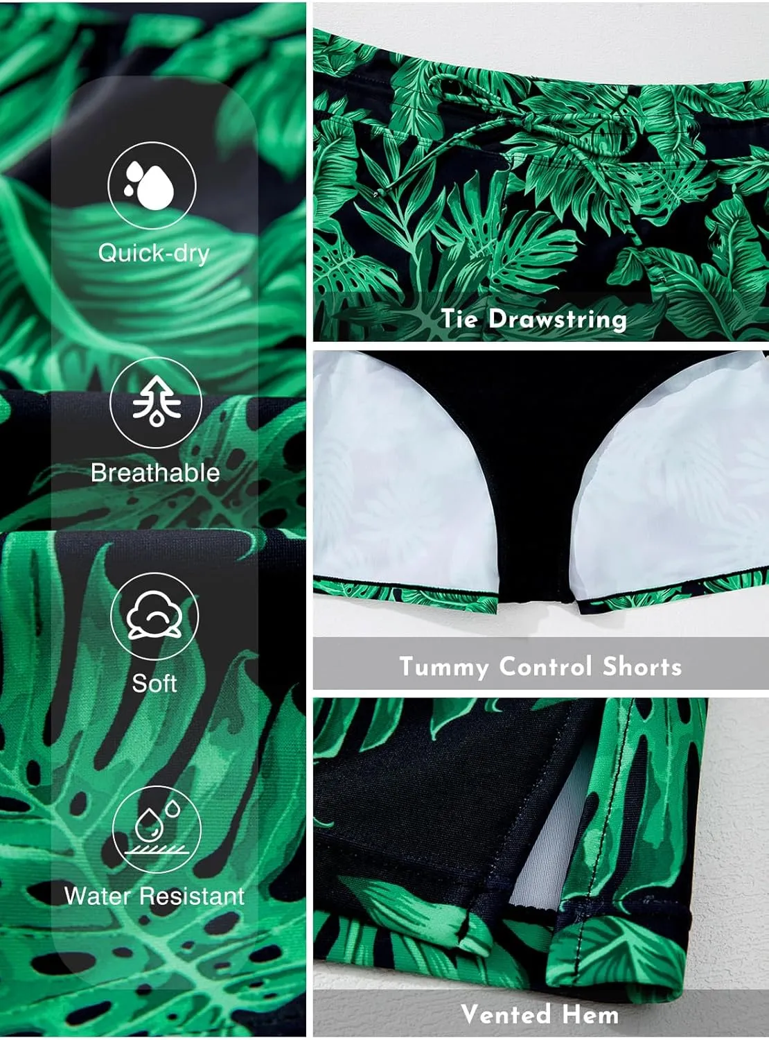 Aleumdr Womens 3" Waistband Swimsuit Bottom Boy Shorts Swimming Panty(Available in Plus)