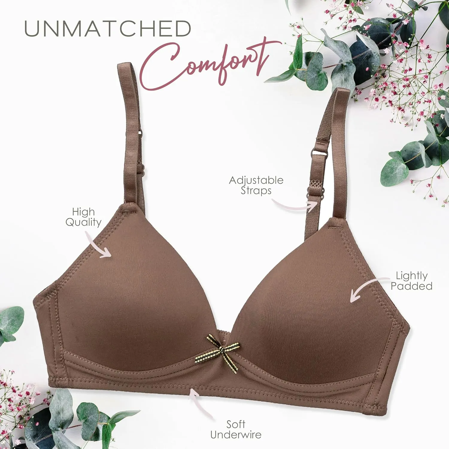 Alyce Ives Intimates Girls, Teens & Petite Women Lightly Padded A Cup Bra-6 Pack