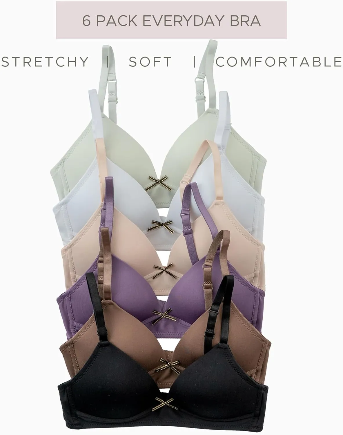 Alyce Ives Intimates Girls, Teens & Petite Women Lightly Padded A Cup Bra-6 Pack