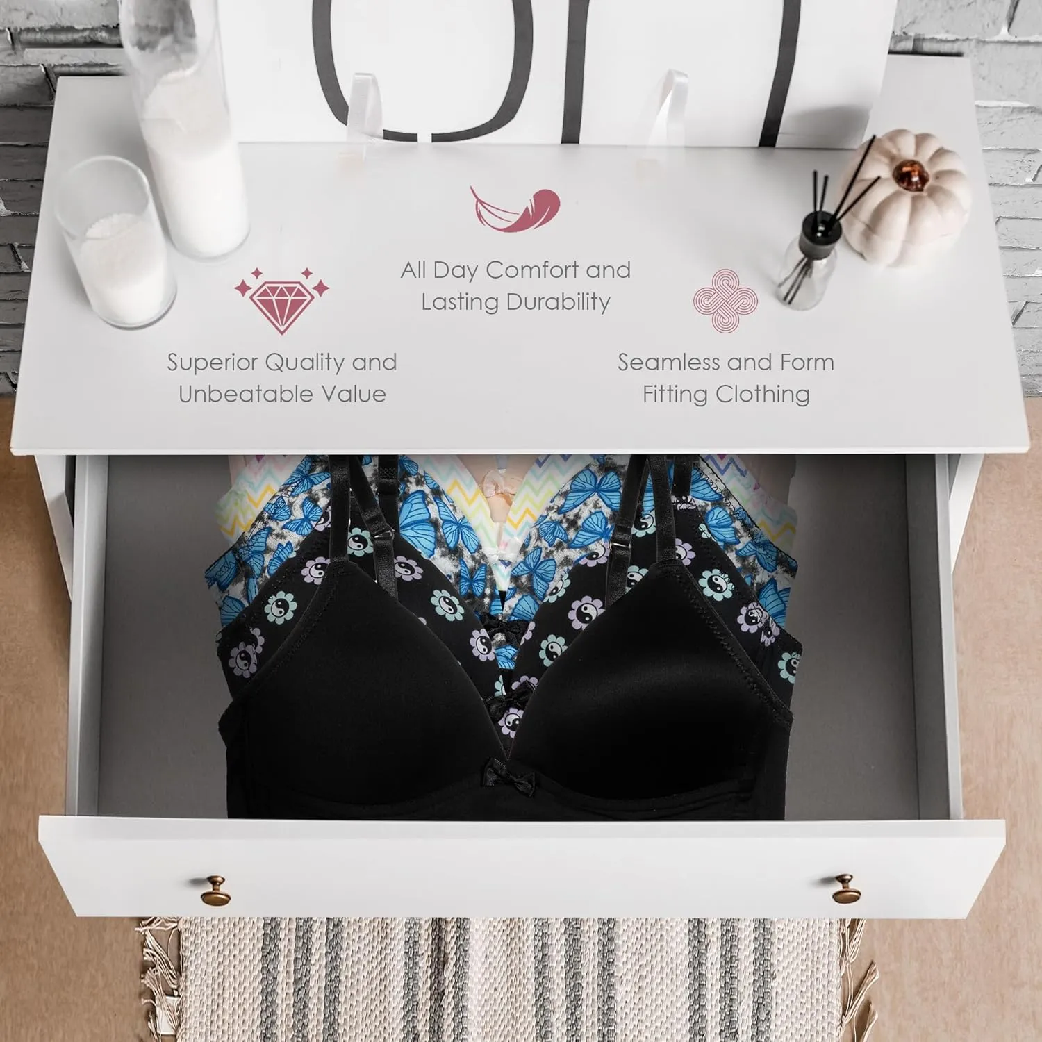 Alyce Ives Intimates Girls, Teens & Petite Women Lightly Padded A Cup Bra-6 Pack