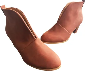 Ankle Boots for Women Wedge Arch Support Slip On Chunky Stacked Block Heel Ankle Booties Solid Suede Cut V Pull On Fashion Boots for Women Dressy Winter Fall Party