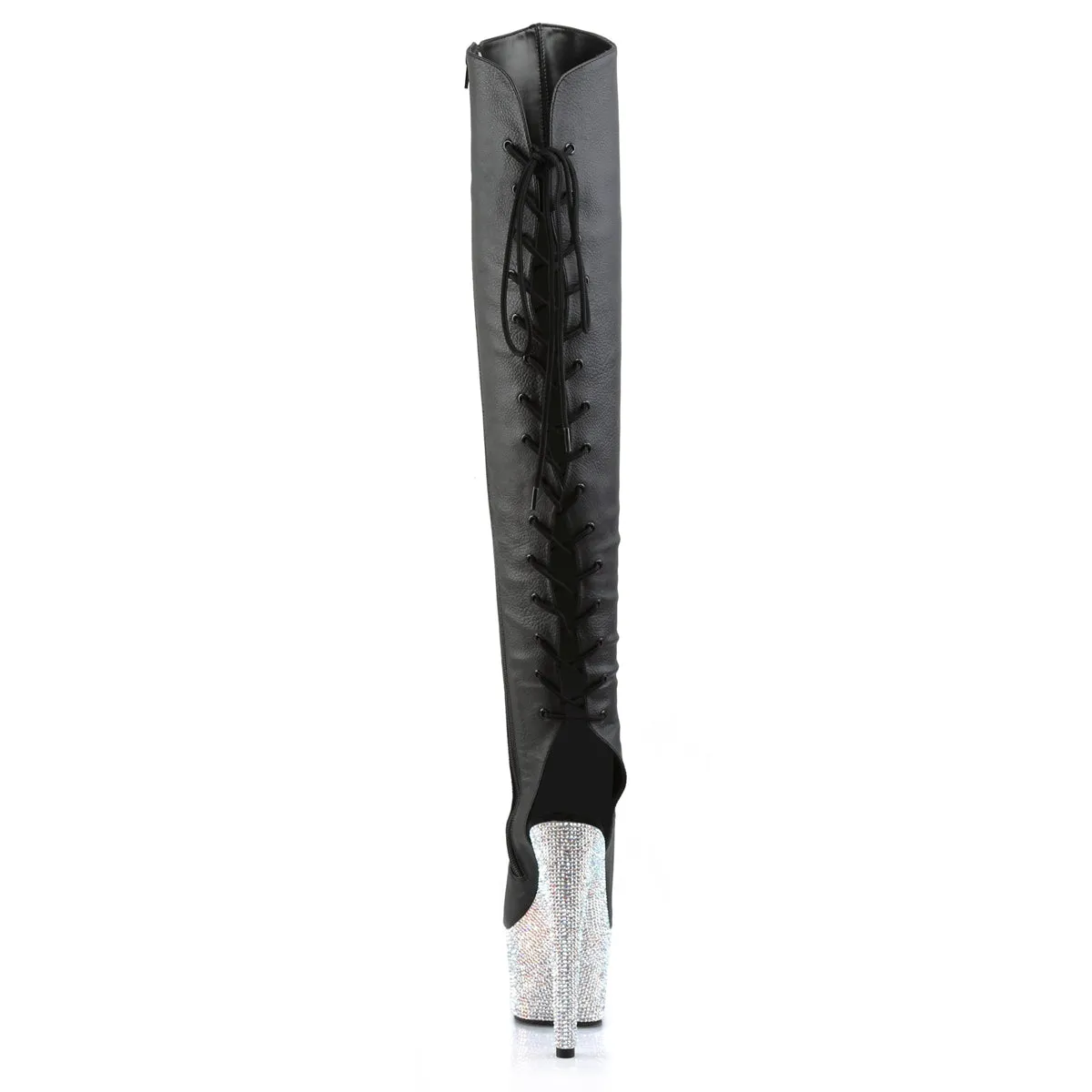 BEJEWELED-3019DM-7 Pleaser Black Faux Leather Sexy Platform Shoes (Pole Dancing Heels)