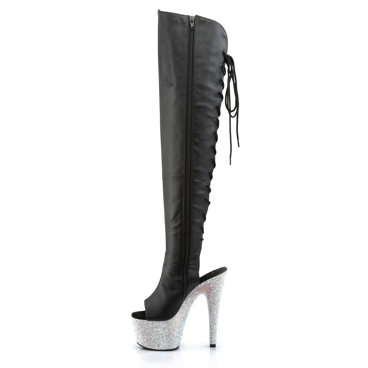 BEJEWELED-3019DM-7 Pleaser Black Faux Leather Sexy Platform Shoes (Pole Dancing Heels)