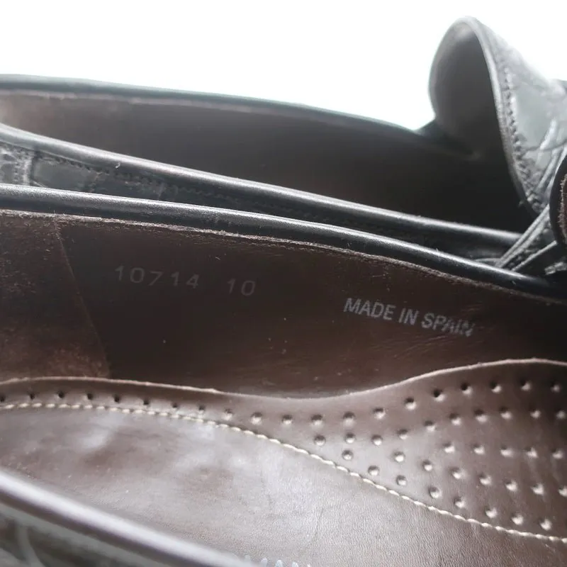 Bergdorf Goodman Crocodile Penny Loafers Black Size 43.5