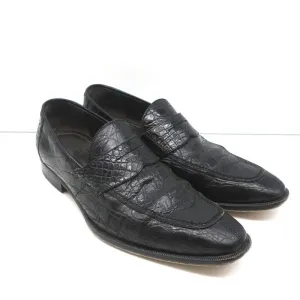 Bergdorf Goodman Crocodile Penny Loafers Black Size 43.5