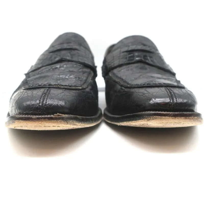 Bergdorf Goodman Crocodile Penny Loafers Black Size 43.5