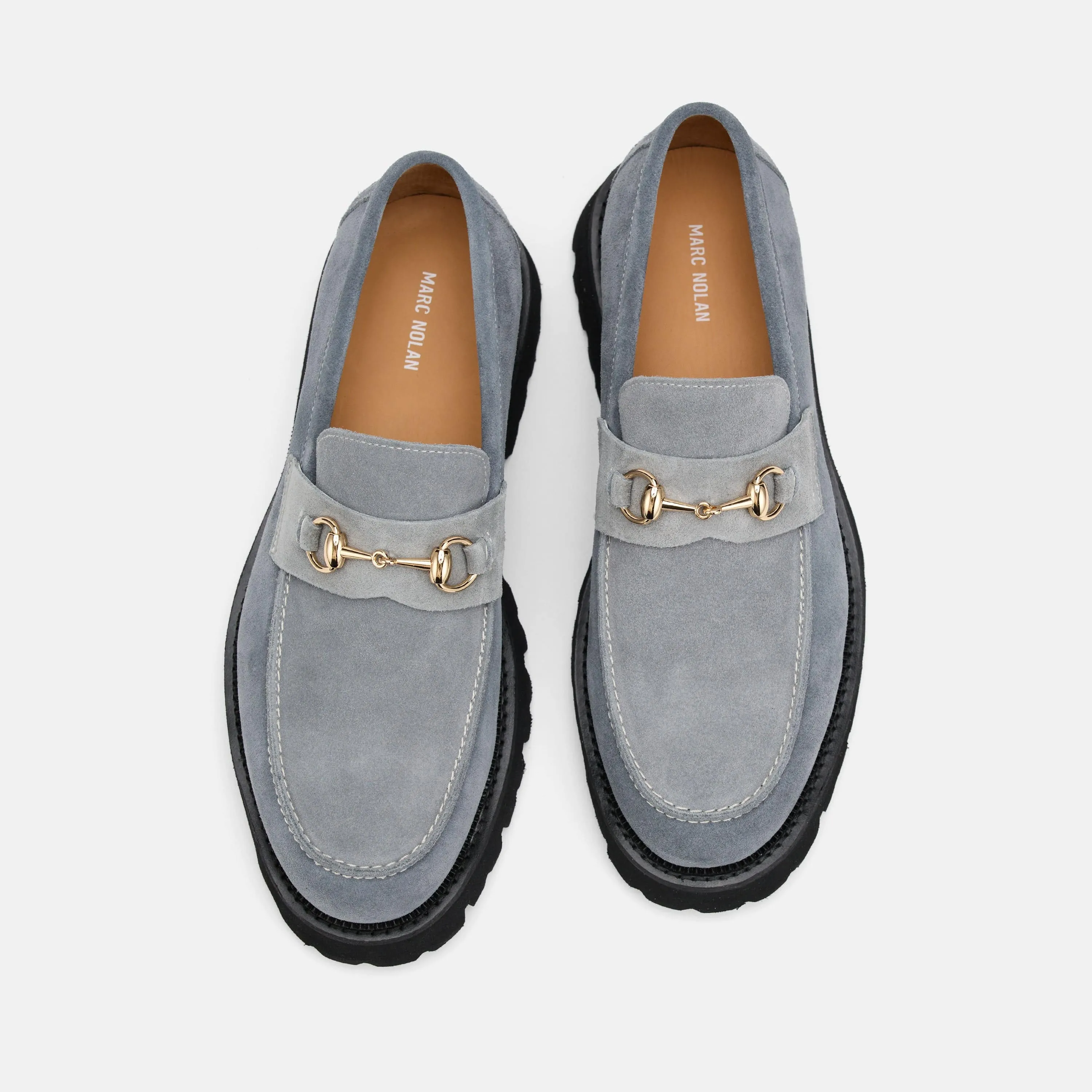 Blake Steel Blue Suede Lug Bit Loafers
