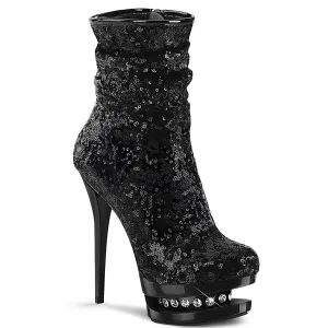 BLONDIE-R-1009 Pleaser Black Sequins Sexy Platform Shoes (Pole Dancing Heels)