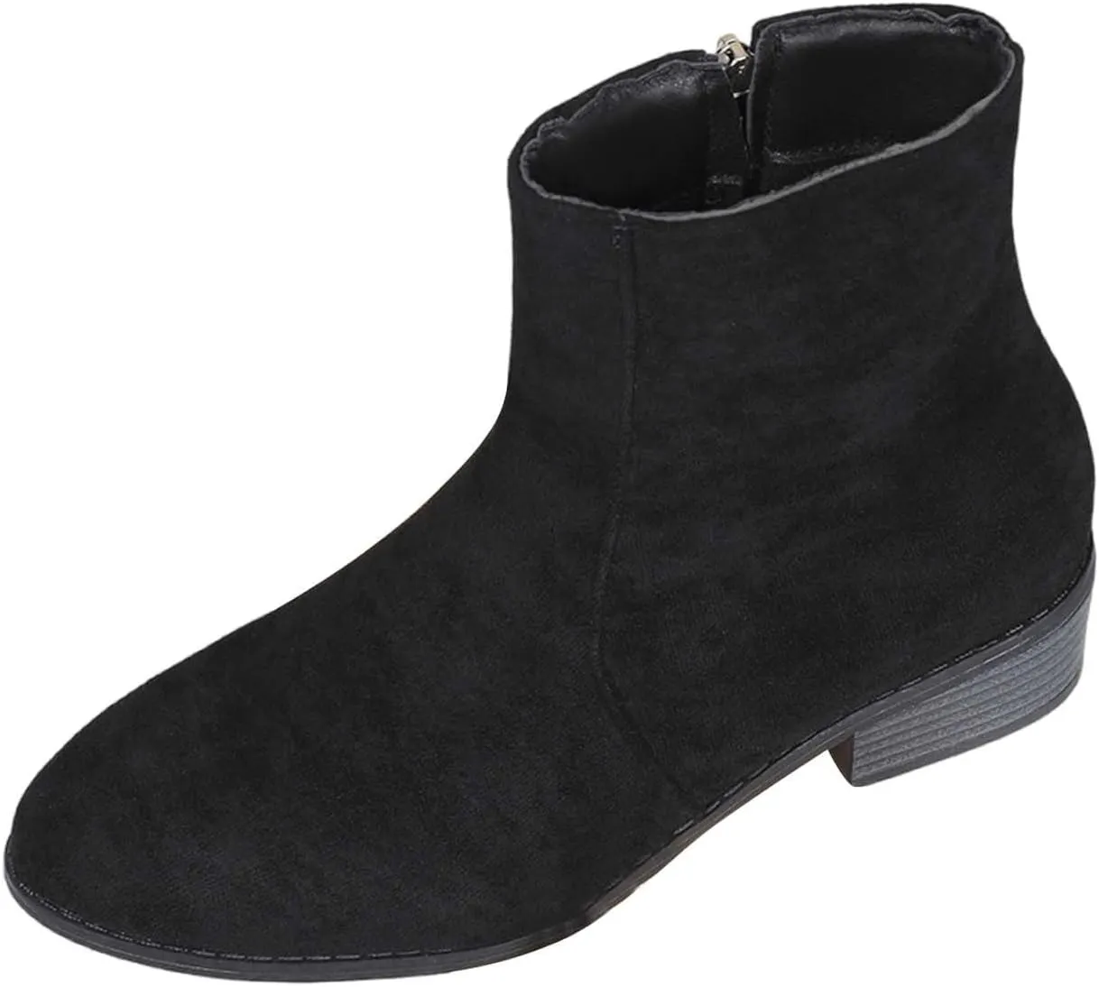 Boots for Women Ankle Booties Slip On Dress Boots Round Toe Square Heel Snow Boots Side Zipper Womens Hiking Boots