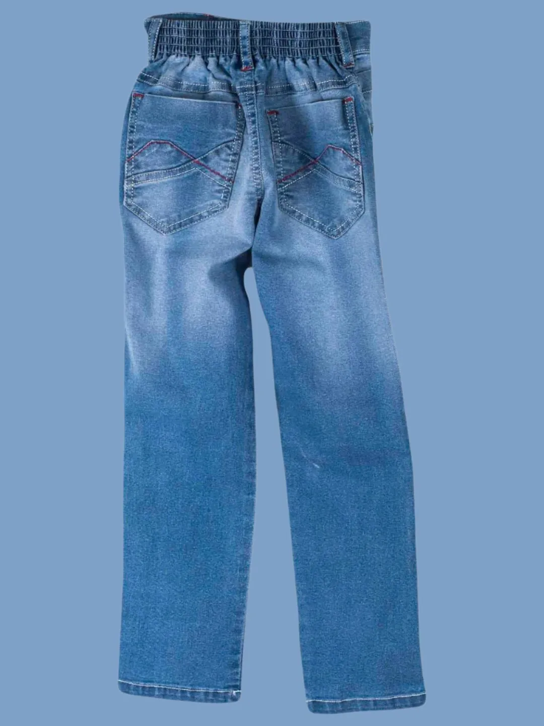 Boys' Light Wash Denim Jeans with Striped Belt