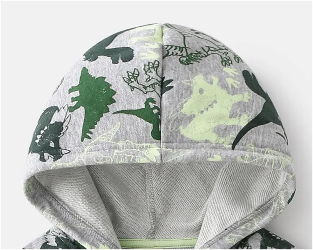 Boys Zip-up Dinosaur Hoodies Toddler Light Jackets Zipper Sweatshirt