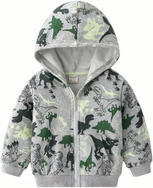 Boys Zip-up Dinosaur Hoodies Toddler Light Jackets Zipper Sweatshirt