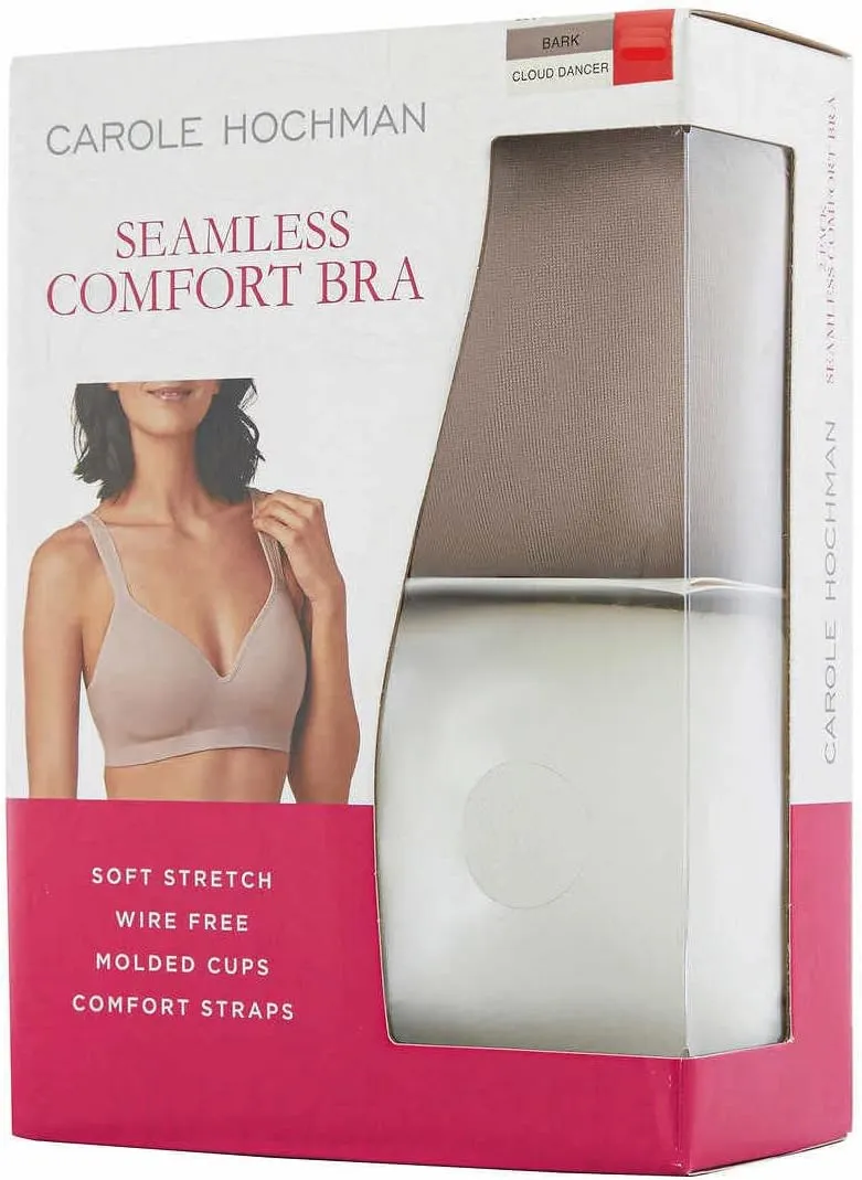 Carole Hochman Seamless Comfort Bra Wire Free Molded Cups Comfort Straps (2 Pack)