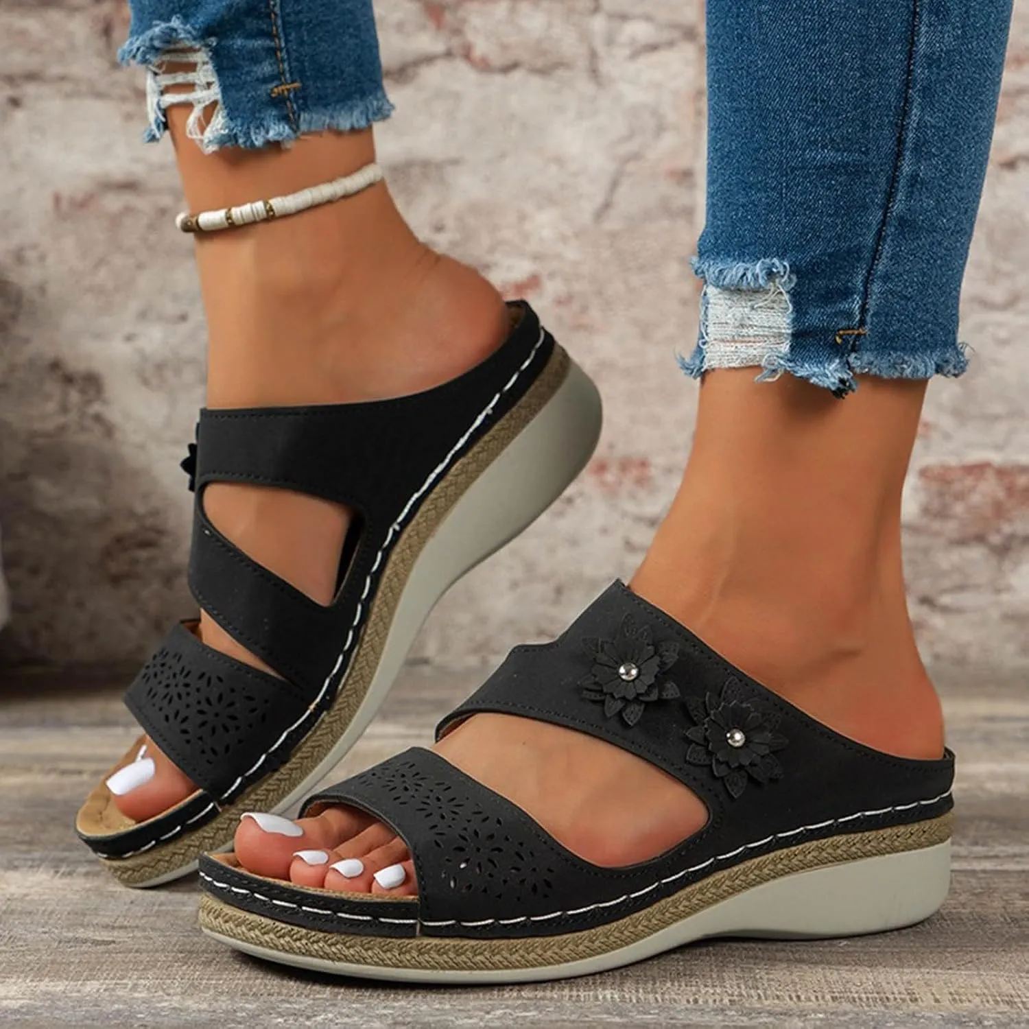 Cathalem Flat Sandals for Women, Orthopedic Sandals for Women Dressy Wide Width Summer Comfortable Walking Sandals