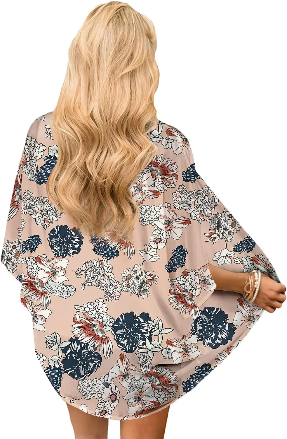 ChainJoy Women's Summer Beach Boho Chiffon Kimono Cardigans Sheer Open Front Cover Ups Tops