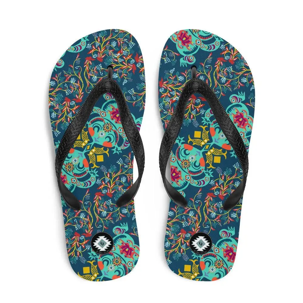 Chinese Folk Art Flip Flops