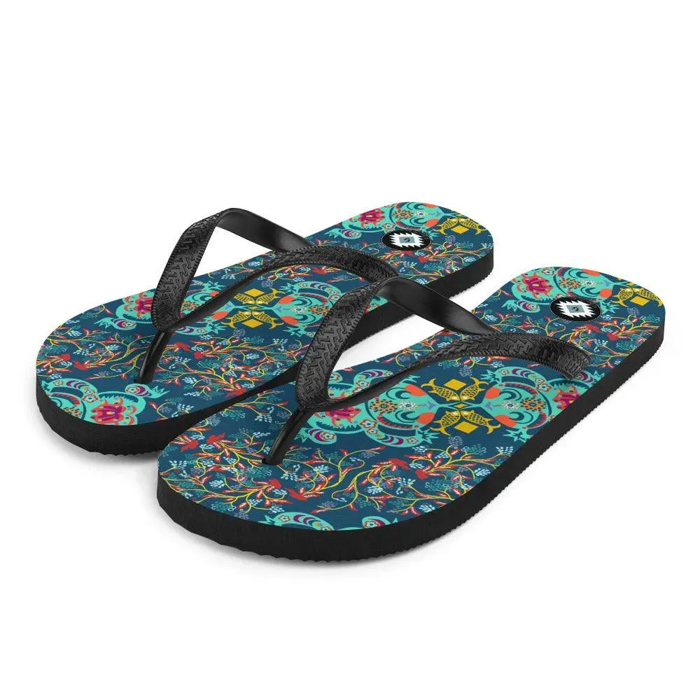 Chinese Folk Art Flip Flops