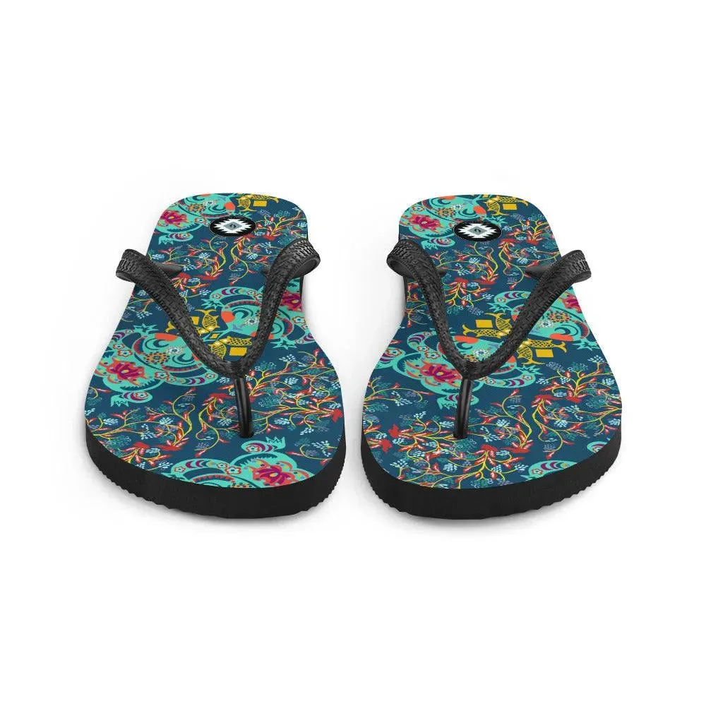 Chinese Folk Art Flip Flops