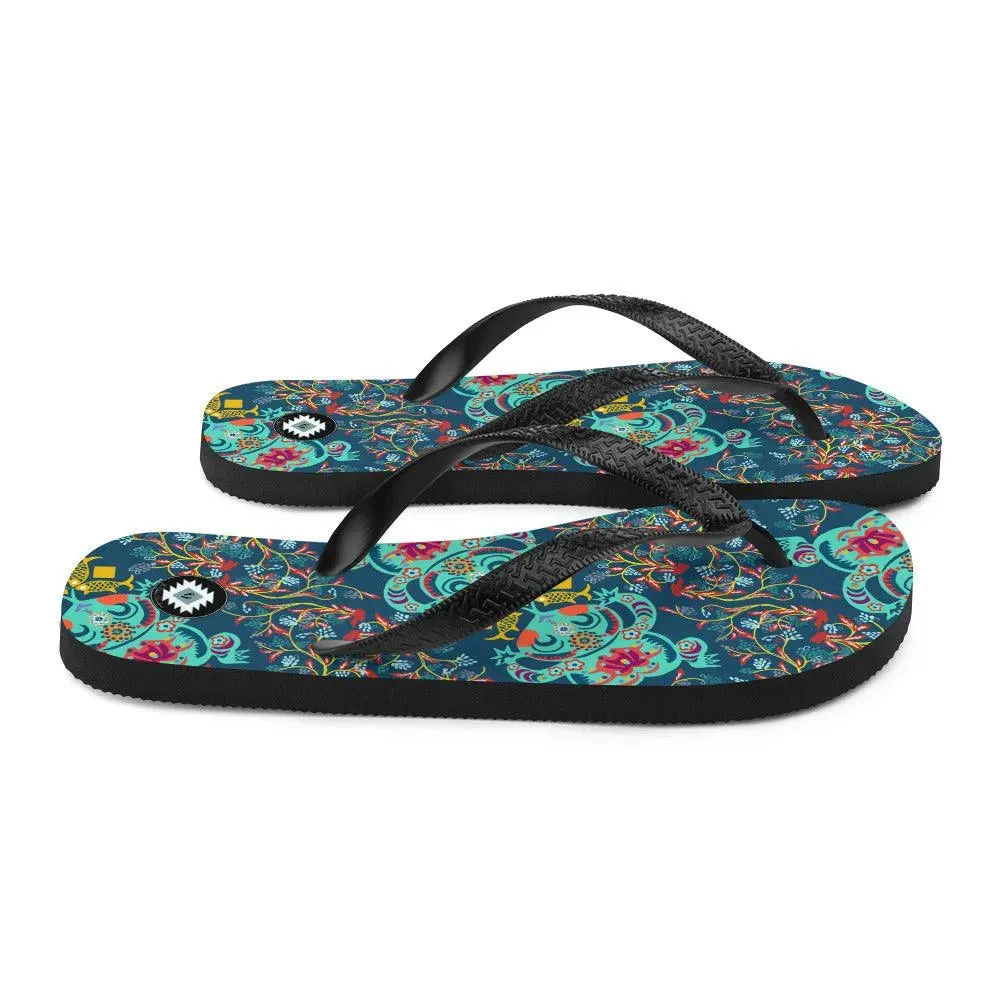 Chinese Folk Art Flip Flops