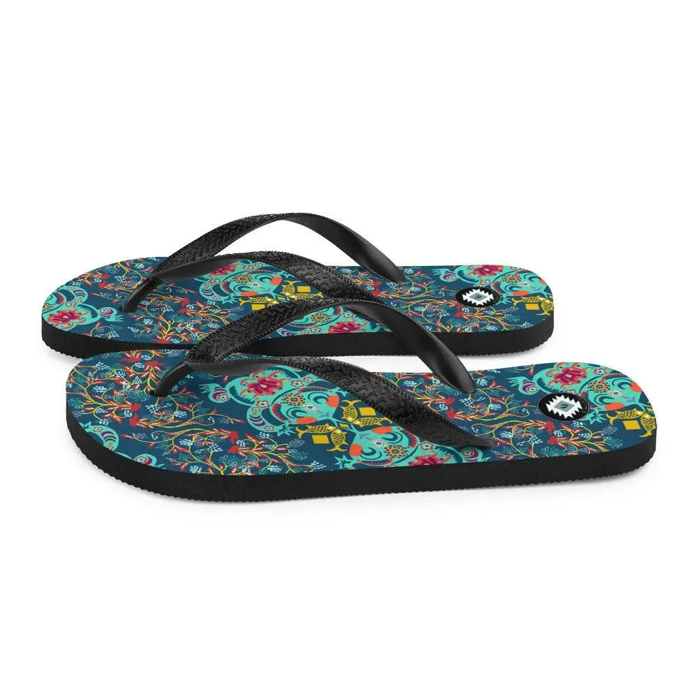 Chinese Folk Art Flip Flops