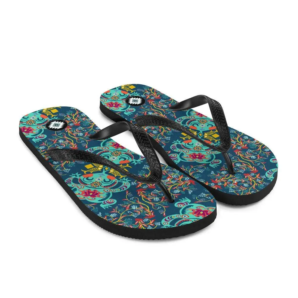 Chinese Folk Art Flip Flops