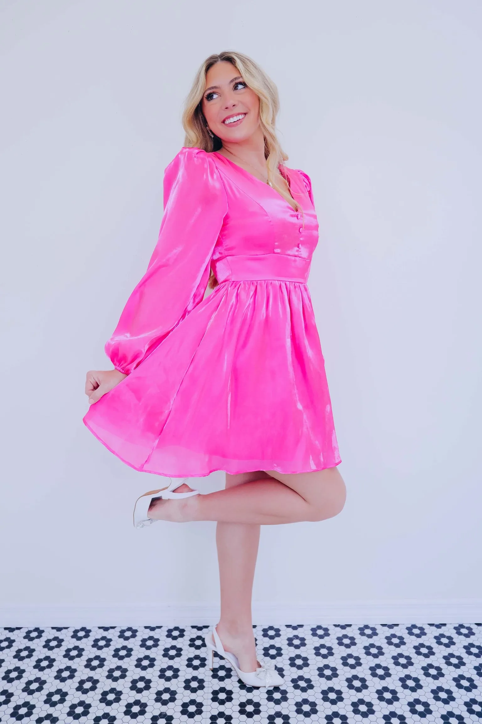 Cinderella Chic Chiffon Dress - Pink