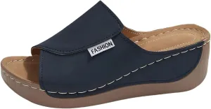 Comfortable Wedge Sandals for Women Arch Support Open Toe Breathable Elegant Summer Dress Walking Shoes Color Block Casual Platform Slip on Slippers
