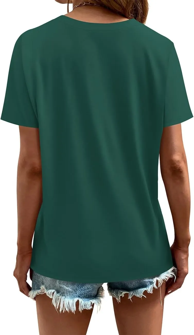 Cosonsen Women's Tops V-Neck Short Sleeve Tshirts Tees Casual Summer Top
