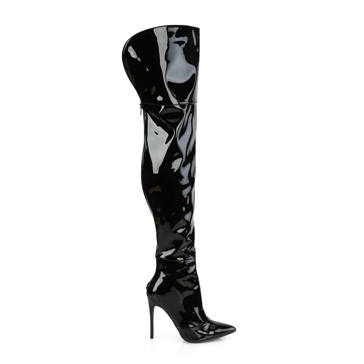 COURTLY-3012 Pleaser Black Patent Sexy Single Sole Shoes (Fetish Footwear)