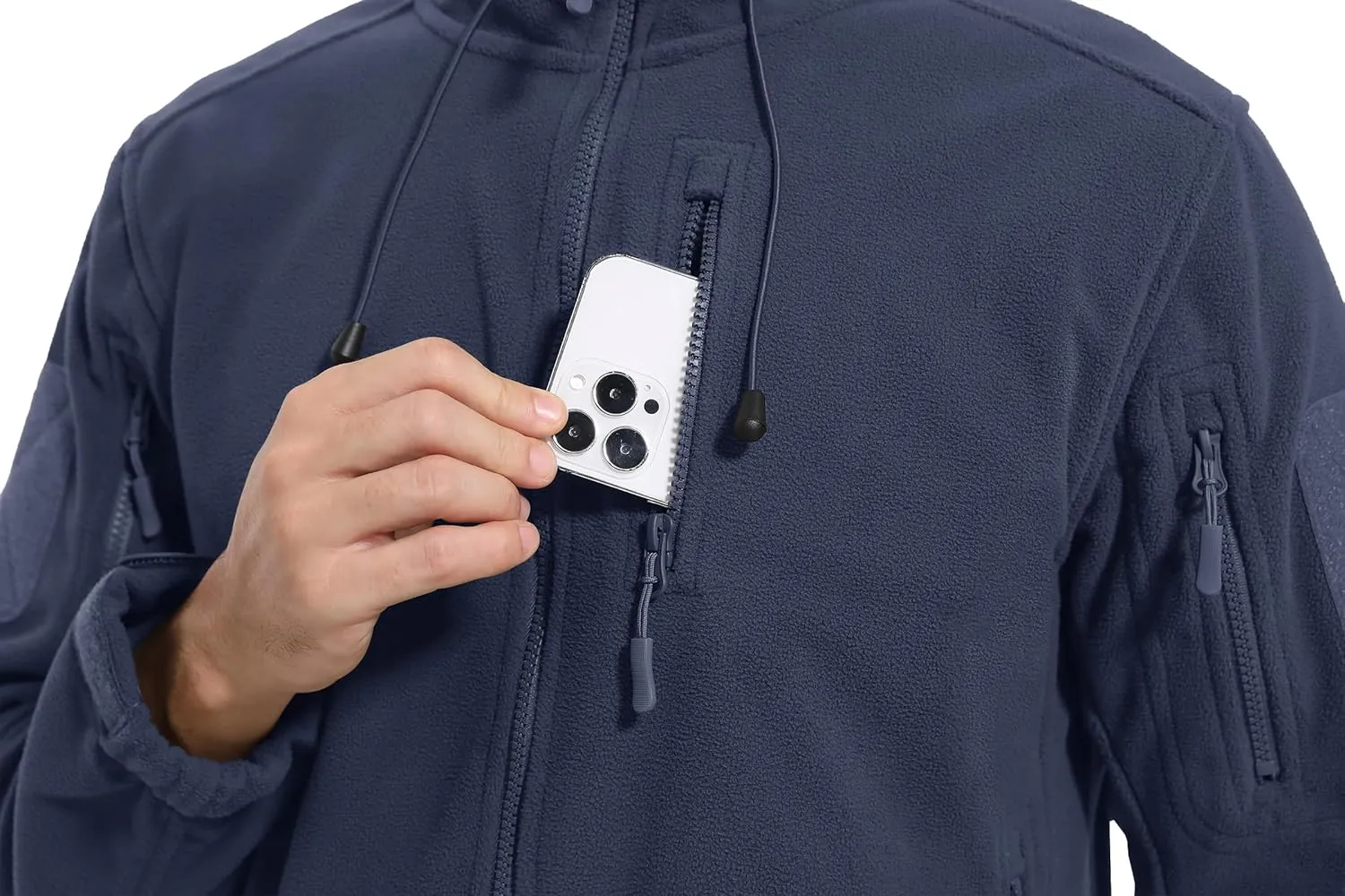 CRYSULLY Men's Fleece Hoodie Jacket Winter Tactical Military Windproof Jackets Coat
