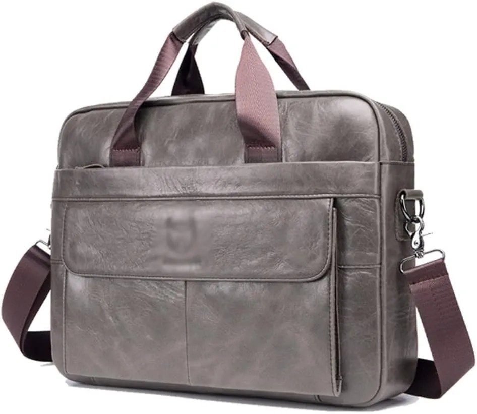 CSCDD Leather Men's Leather Business Briefcase Layer Cowhide Computer Handheld Shoulder Crossbody Bag