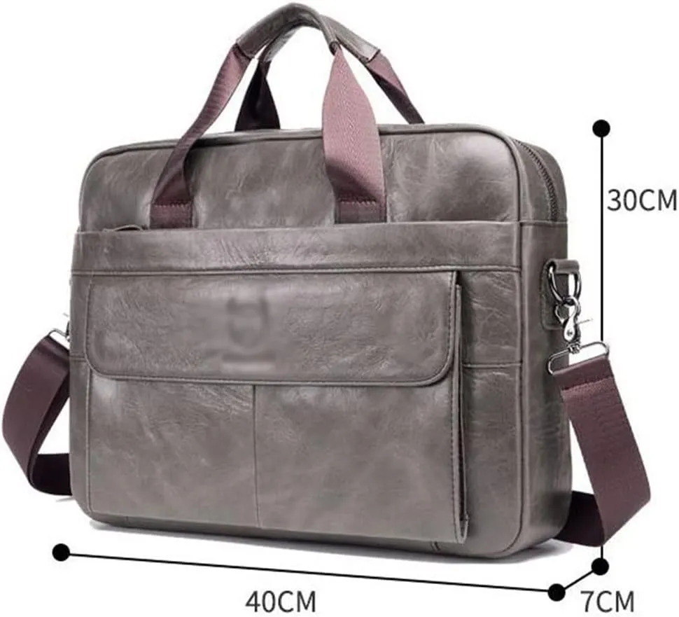 CSCDD Leather Men's Leather Business Briefcase Layer Cowhide Computer Handheld Shoulder Crossbody Bag