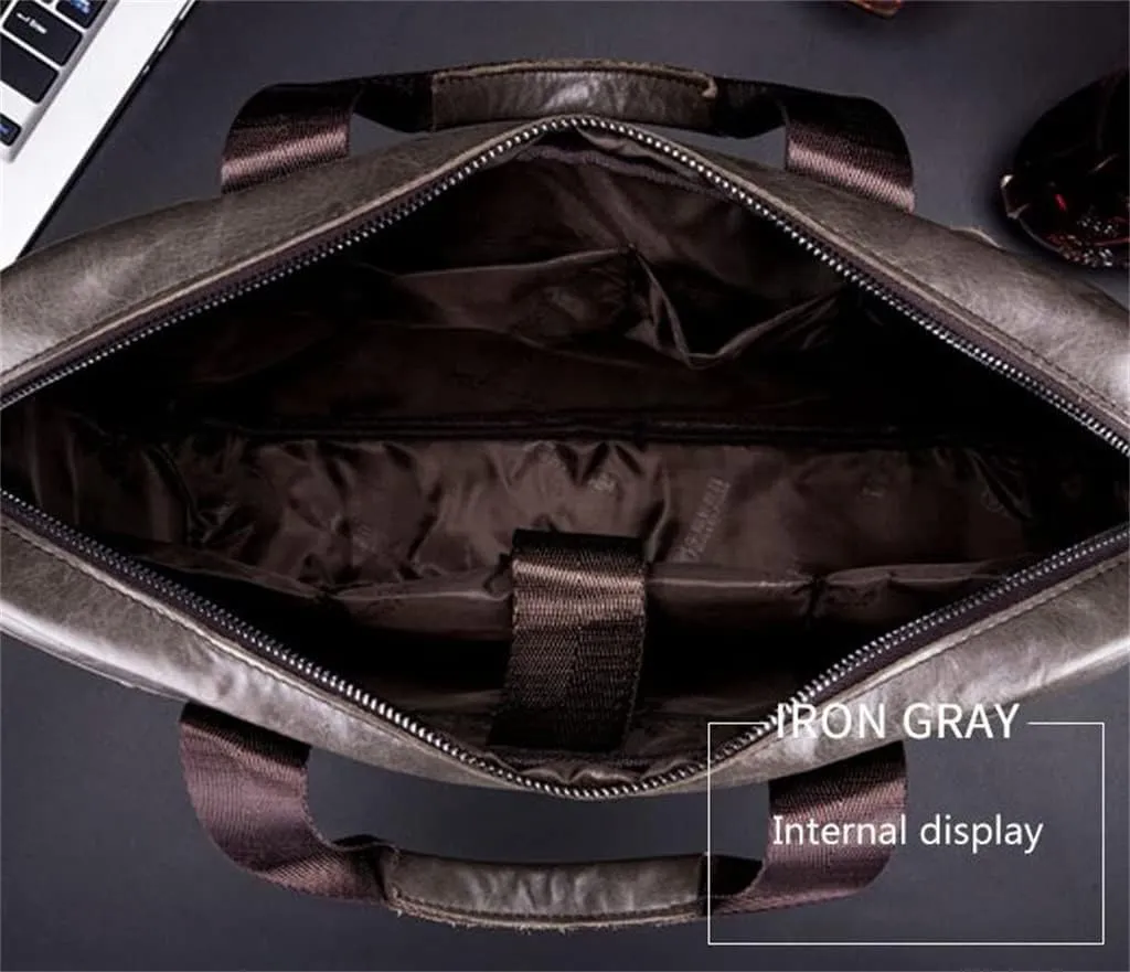 CSCDD Leather Men's Leather Business Briefcase Layer Cowhide Computer Handheld Shoulder Crossbody Bag